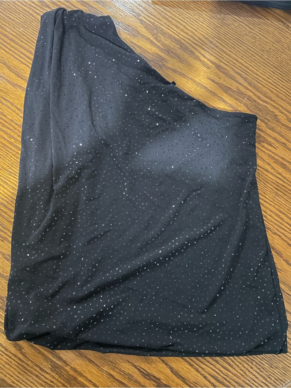 Guess Black Asymmetrical One-Shoulder Sparkle Skirt